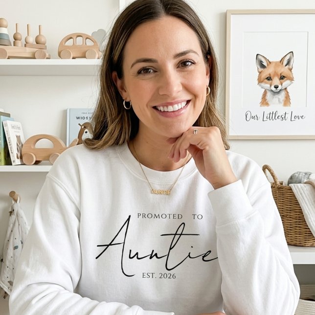 Promoted To Auntie Cosy EST Year Script Sweatshirt (Creator Uploaded)