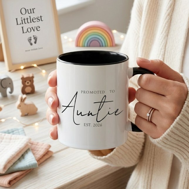 Promoted To Auntie Elegant EST Year Script Mug (Creator Uploaded)