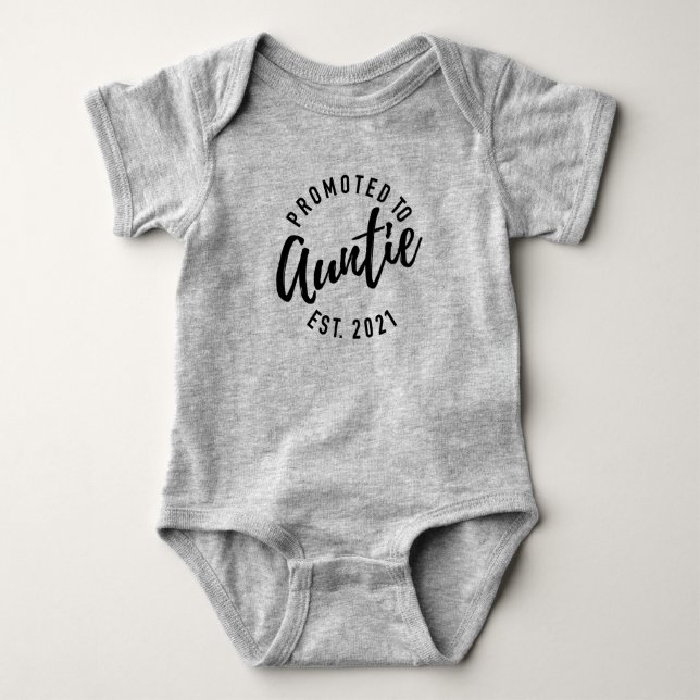 Promoted To Auntie Est 2021 Pregnancy Announcement Baby Bodysuit (Front)