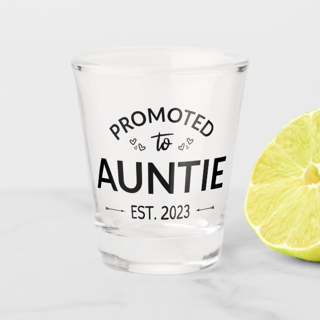 Promoted To Auntie Est. 2023 II Shot Glass (Front)