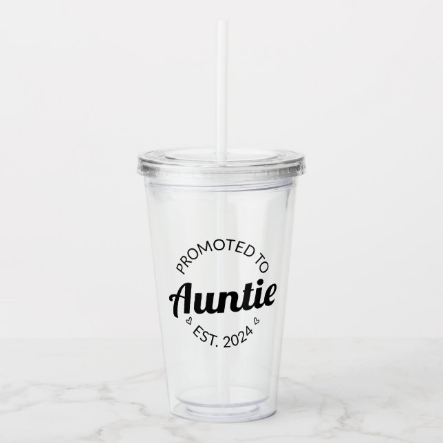 Promoted To Auntie Est. 2024 I Acrylic Tumbler (Front)