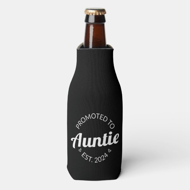 Promoted To Auntie Est. 2024 I Bottle Cooler (Bottle Front)