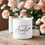Promoted to Auntie EST 2025  | First-Time Auntie Espresso Cup<br><div class="desc">Tiny cup, big news! This adorable “Promoted to Auntie EST 2025” espresso mug is the perfect way to celebrate a soon-to-be aunt. With its minimalist script design and sweet heart accent, it’s a thoughtful keepsake for pregnancy reveals, baby showers, or just to surprise her with the best title ever. •...</div>