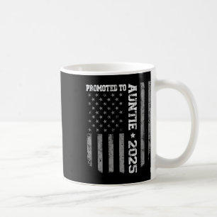 Promoted To Auntie Est 2025 Vintage American Flag Coffee Mug