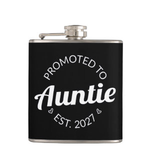 Promoted To Auntie Est 2027 New Aunt I Hip Flask
