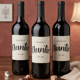 Promoted To Auntie Established Custom Year Cream Wine Label