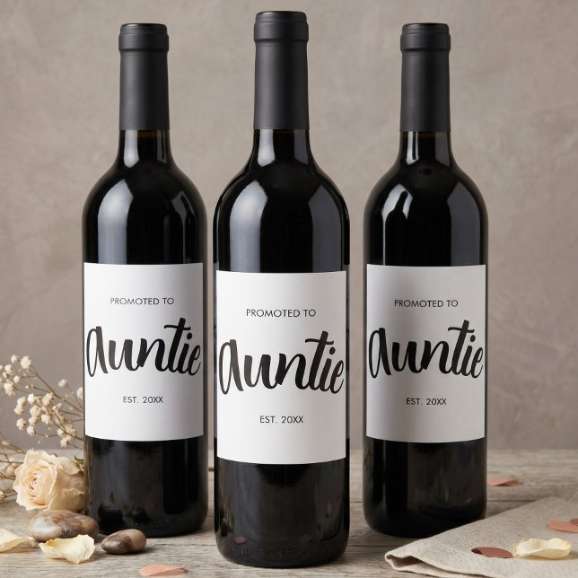 Promoted To Auntie Established Custom Year White Wine Label (Creator Uploaded)