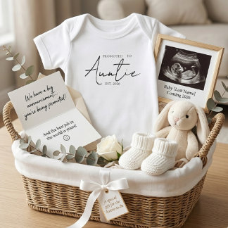 Promoted To Auntie Sweet EST Year Announcement Baby Bodysuit
