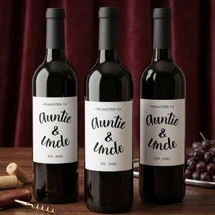 Promoted To Auntie & Uncle Established Custom Wine Label