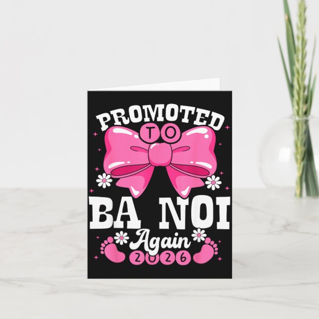 Promoted to Ba NOI Again 2026 Cute Pink Bow Card (Front)