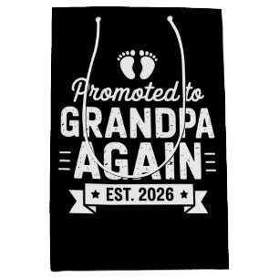 Promoted To Be Grandpa Again Est 2026 Soon Family Medium Gift Bag