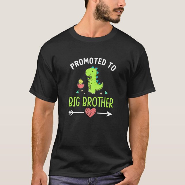 Promoted To Big Brother 2023 Dinosaur Boys Sibling T-Shirt (Front)