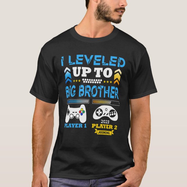 Promoted To Big Brother 2023 Levelled Up To Big Fa T-Shirt (Front)