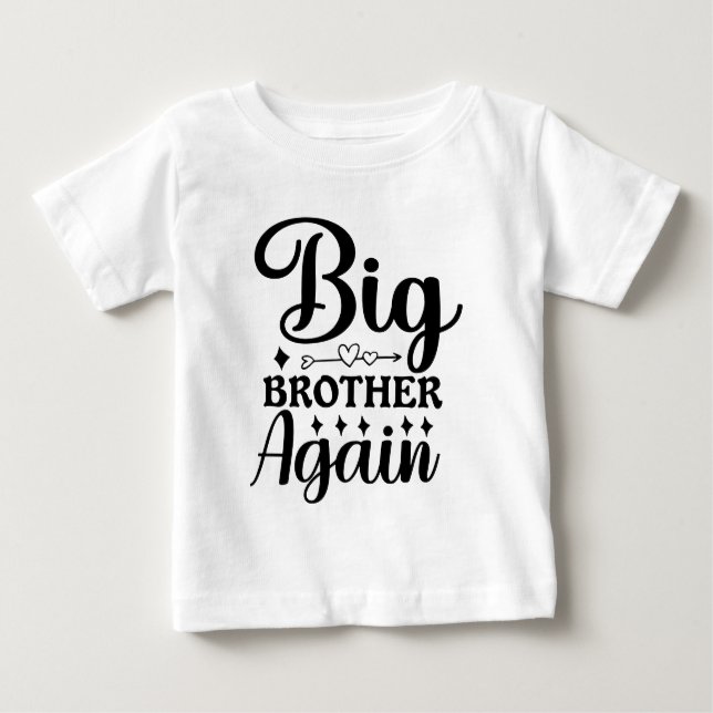 Promoted to Big Brother 2026 Dinosaur T-Rex Boys  Baby T-Shirt (Front)