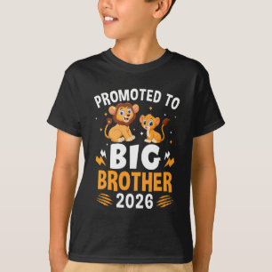 Promoted To Big Brother 2026 Lion Animals Boys Kid T-Shirt