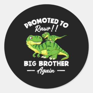 Promoted To Big Brother Again Dinosaur Lover Gift Classic Round Sticker