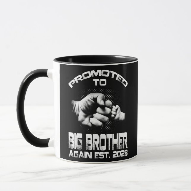 Promoted To Big Brother Again Est 2023 Funny Mug (Left)