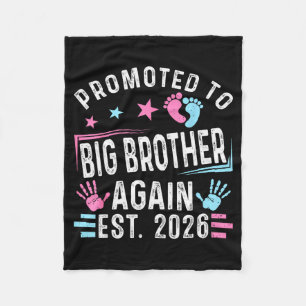 Promoted To Big Brother Again Est. 2026 Vintage Bi Fleece Blanket