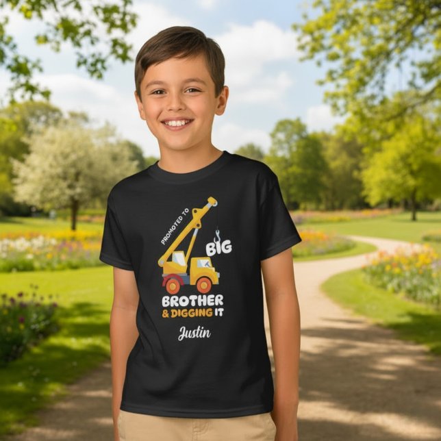 Promoted To Big Brother Crane Vehicle Custom Name T-Shirt (Creator Uploaded)