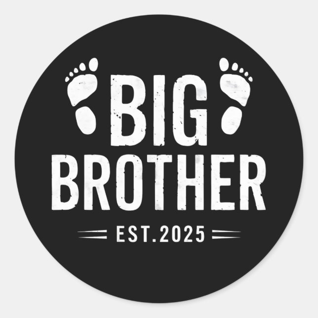 Promoted to Big Brother Est. 2025 Baby Announce Classic Round Sticker (Front)