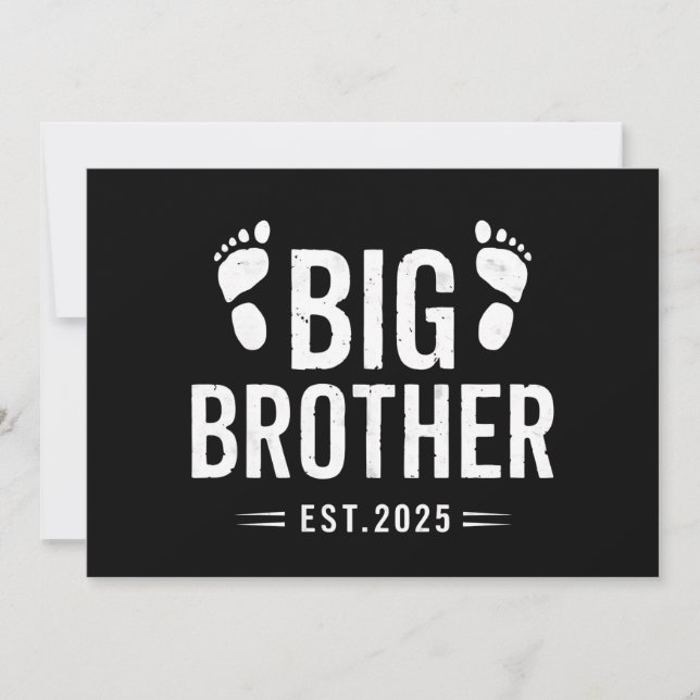 Promoted to Big Brother Est. 2025 Baby Announce Invitation (Front)