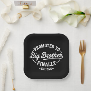 Promoted To Big Brother Finally 2026 Baby Announce Paper Plate