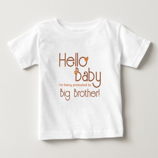 Promoted to Big Brother Hello Baby Retro Baby T-Shirt (Front)