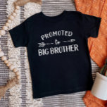 Promoted to Big Brother Pregnancy Announcement Baby T-Shirt<br><div class="desc">Custom printed apparel personalised with "Promoted to Big Brother" graphic in trendy modern fonts with a boho arrow design. Perfect for a pregnancy announcement photo or a gift for older siblings when new baby arrives! Use the design tools to edit the colours or add your own text and photos to...</div>