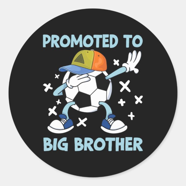 Promoted To Big Brother Soccer Design  Classic Round Sticker (Front)