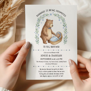 Promoted to Big Brother Teddy Bear Baby Sprinkle Invitation
