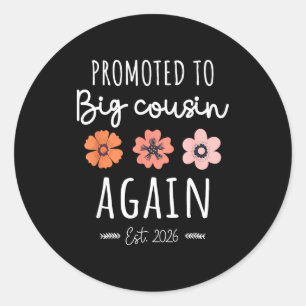 Promoted To Big Cousin Again 2026 2nd Pregnancy An Classic Round Sticker