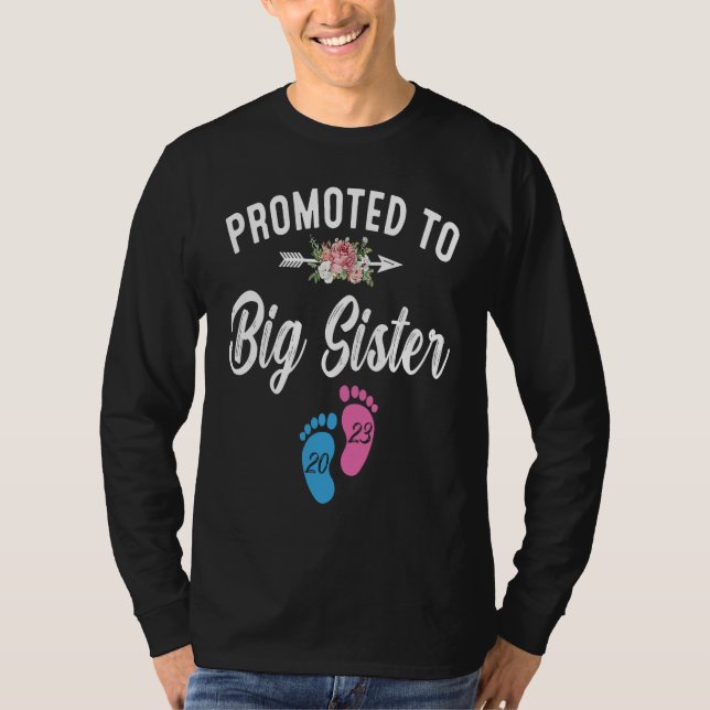 Promoted To Big Sister 2023 Pregnancy Announcement T-Shirt (Front)