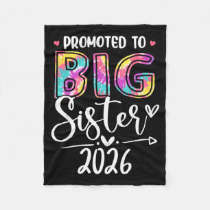 Promoted to Big Sister 2026 Tie Dye Girl Kids New Fleece Blanket