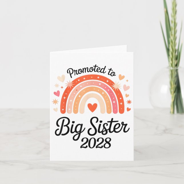 Promoted To Big Sister 2028 New Baby Pregnancy Ann Card (Front)