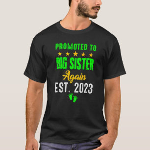 Promoted To Big Sister Again 2023 Baby Announcemen T-Shirt