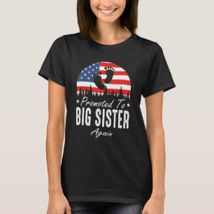 Promoted To Big Sister Again 2024 US Flag Father's T-Shirt