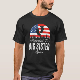 Promoted To Big Sister Again 2024 US Flag Father's T-Shirt