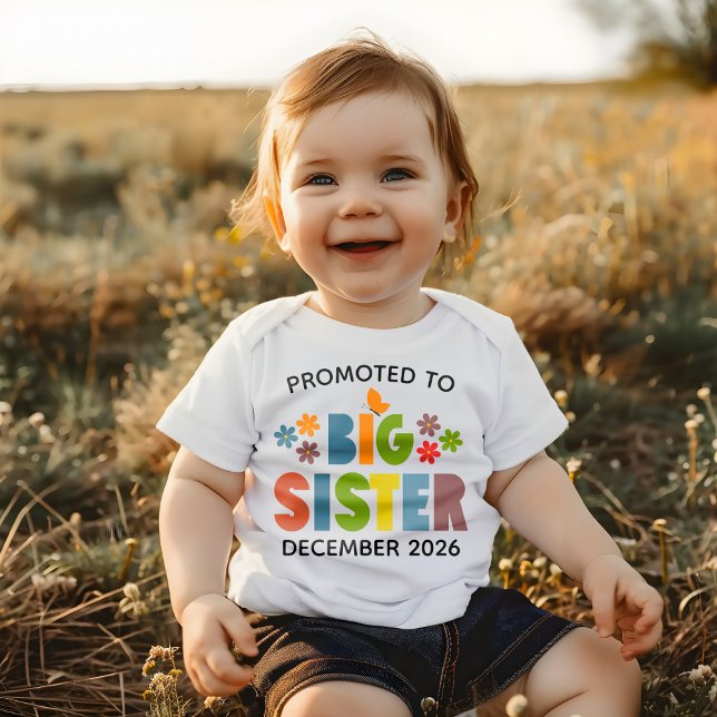 Promoted to Big Sister Announcement Baby T-Shirt (Creator Uploaded)
