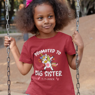 Promoted to Big Sister Dancing Unicorn with Date T-Shirt