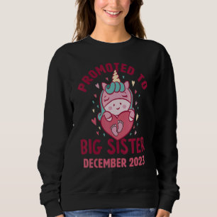 Promoted to Big Sister December 2023 Unicorn Heart Sweatshirt
