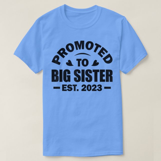 Promoted To Big Sister Est 2023 Gender Reveal Pink T-Shirt (Design Front)