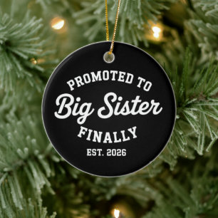 Promoted To Big Sister Finally 2026 Pregnancy Baby Ceramic Tree Decoration