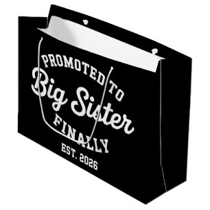 Promoted To Big Sister Finally 2026 Pregnancy Baby Large Gift Bag