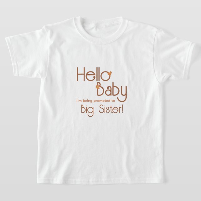 Promoted to Big Sister Hello Baby Retro Kids T-Shirt (Laydown)