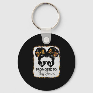 Promoted To Big Sister Leopard Girl Baby Announcem Key Ring