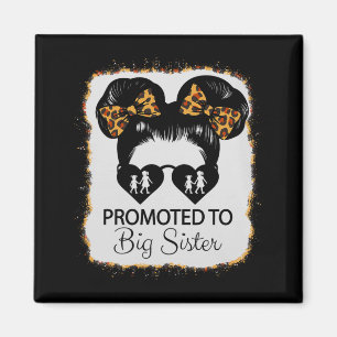 Promoted To Big Sister Leopard Girl Baby Announcem Magnet