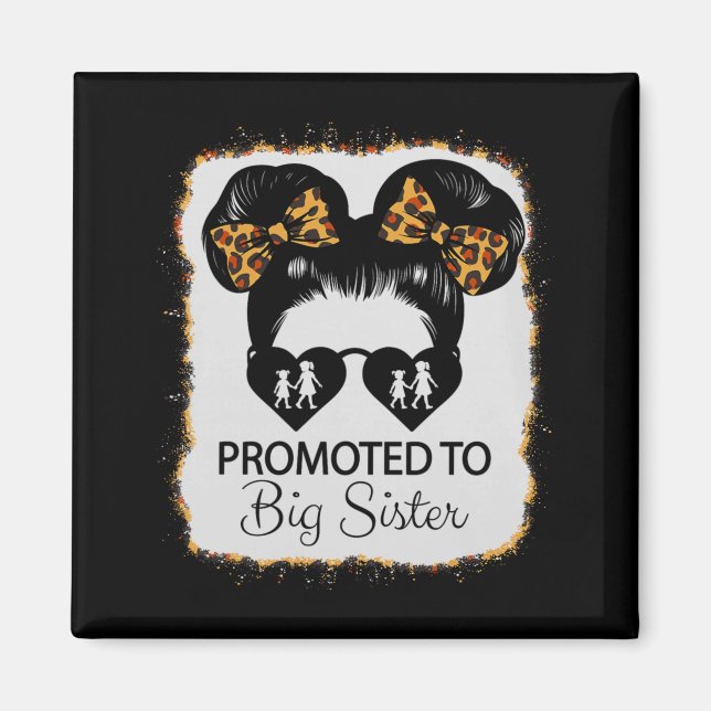 Promoted To Big Sister Leopard Girl Baby Announcem Magnet (Front)
