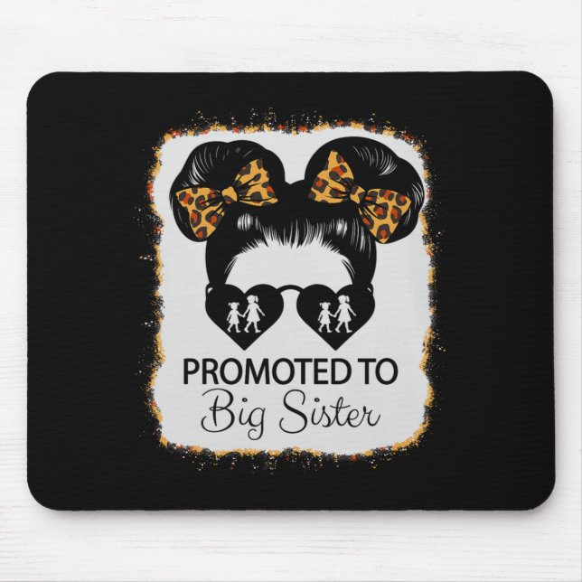 Promoted To Big Sister Leopard Girl Baby Announcem Mouse Pad (Front)