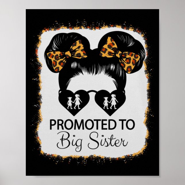 Promoted To Big Sister Leopard Girl Baby Announcem Poster (Front)