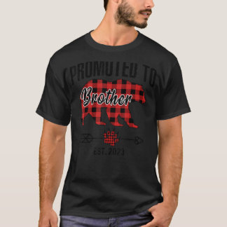 Promoted To Brother 2023 Red Plaid Pajama Buffalo T-Shirt